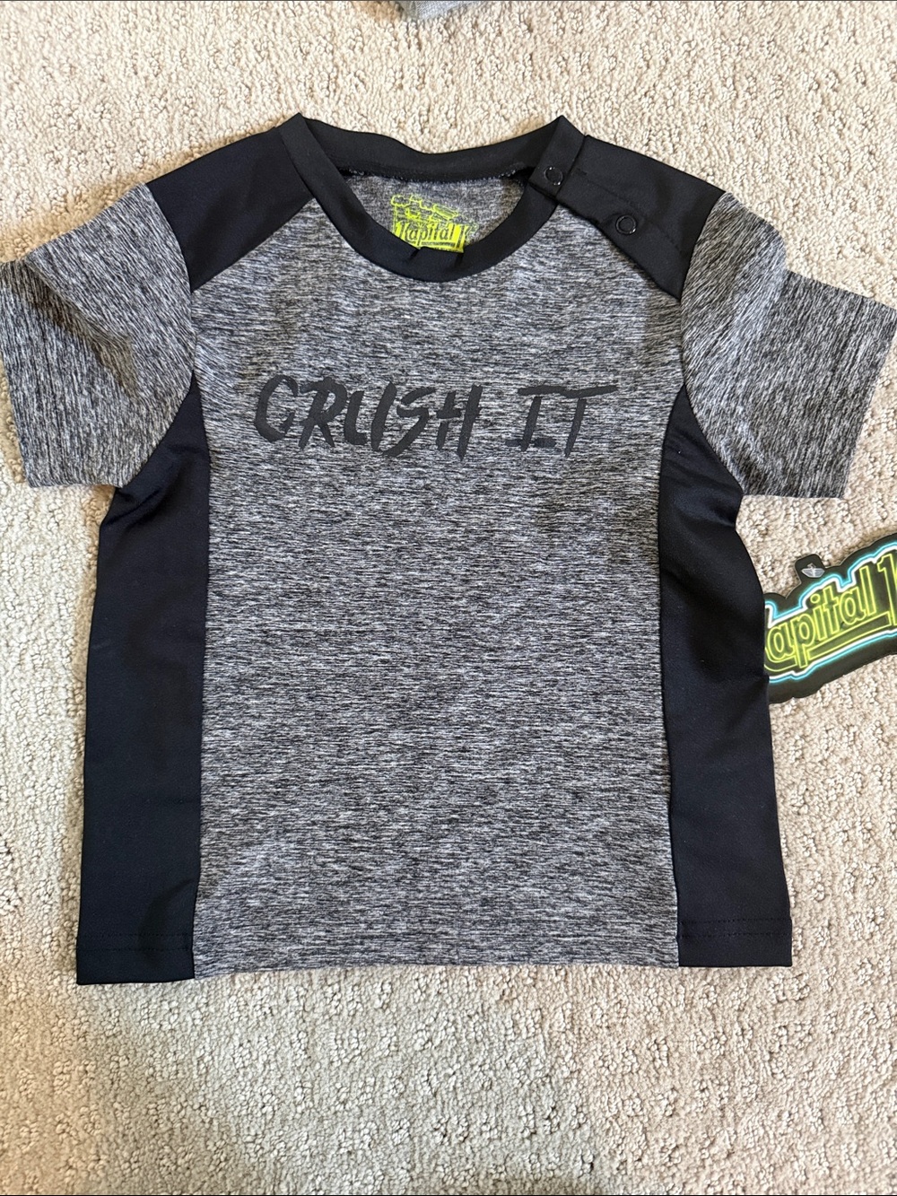 Capital One Kids 'Crush It' Short Sleeve Tee in Gray/Black